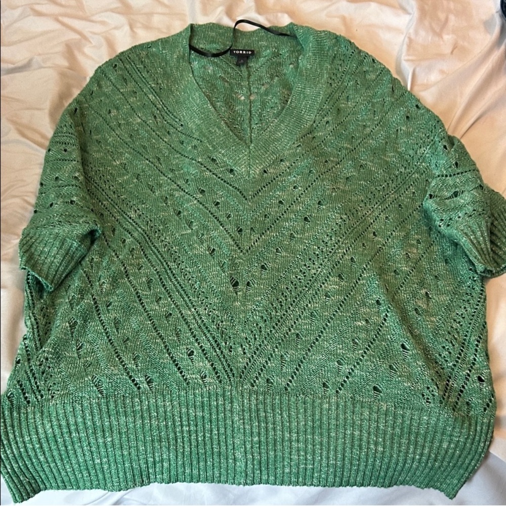 Torrid Pointelle Dolman Sweater Size 1 - Picture 2 of 4